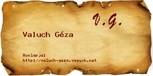 Valuch Géza névjegykártya